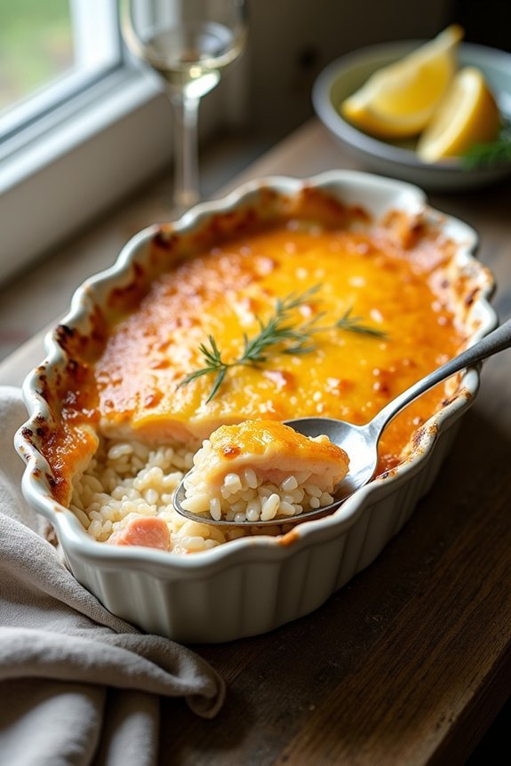 cozy salmon rice casserole