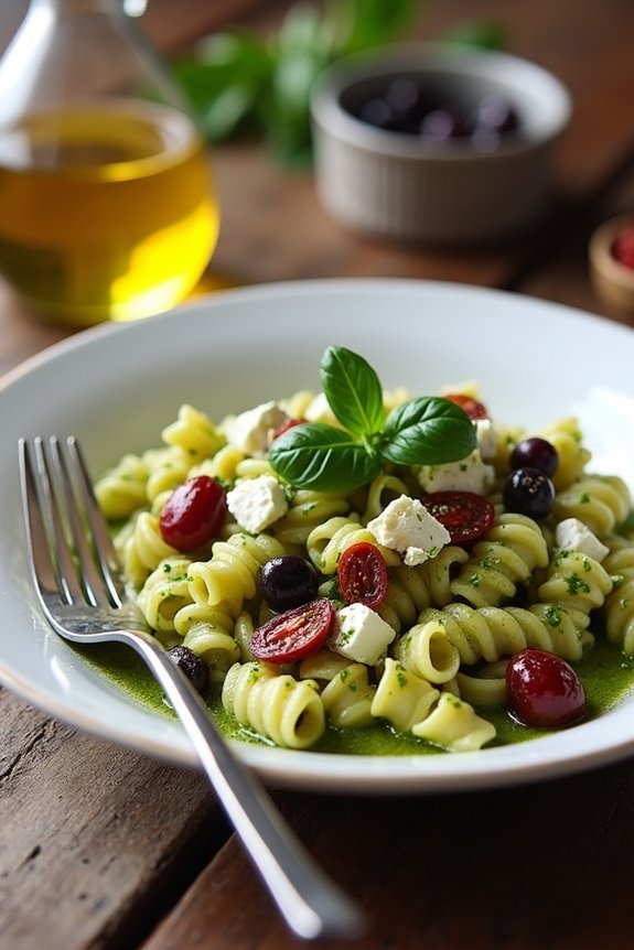 creamy mediterranean pesto pasta
