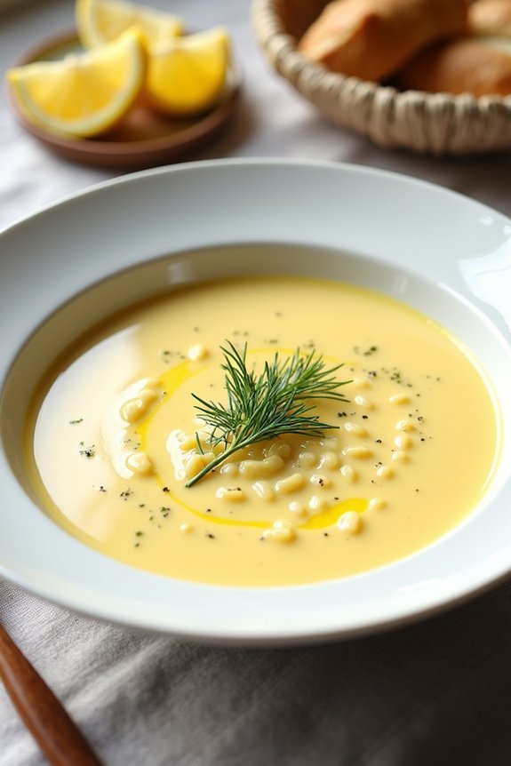 creamy tangy avgolemono soup