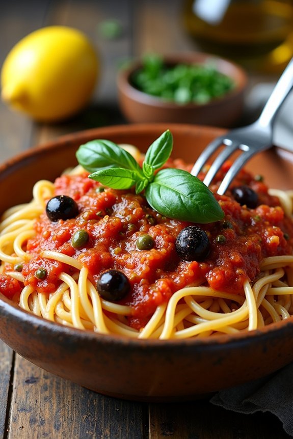 decadent italian puttanesca dish