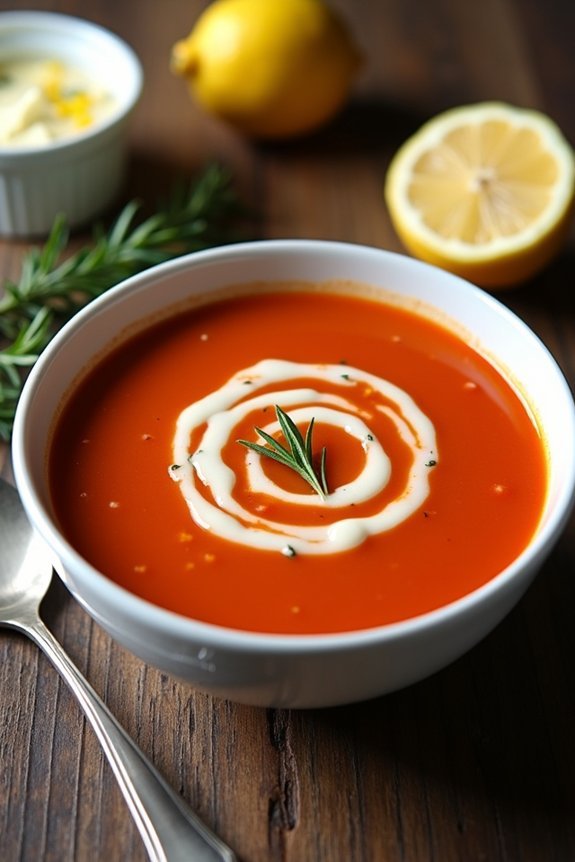 elegant citrus herb tomato soup