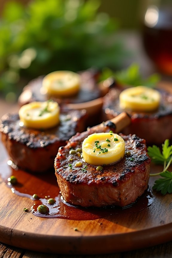 grilled lamb with flavored butter