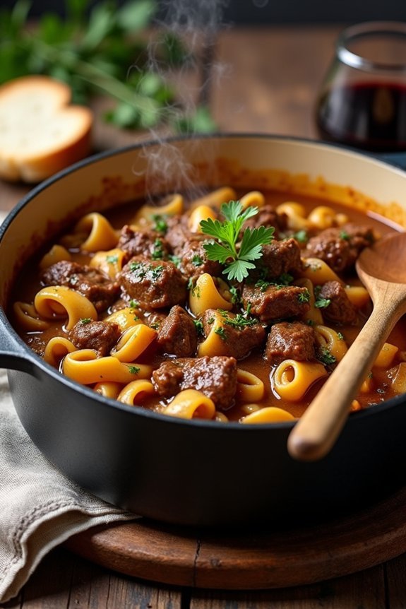 hearty beef and noodles