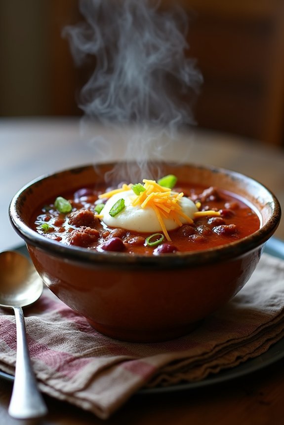 hearty homemade chili simmering