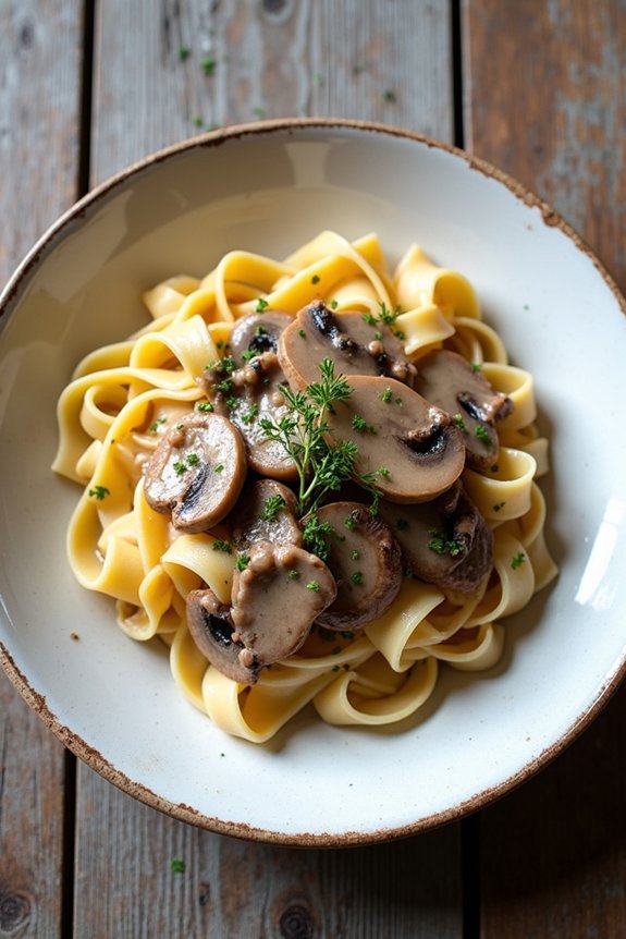 hearty mushroom beef stroganoff