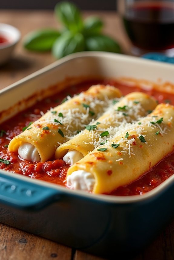 homemade manicotti with crepes