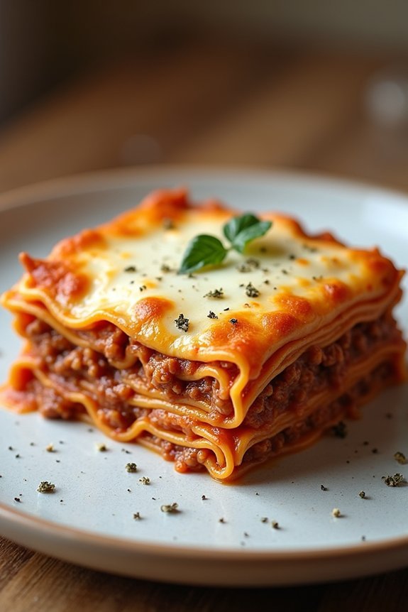homestyle lasagna with meat sauce