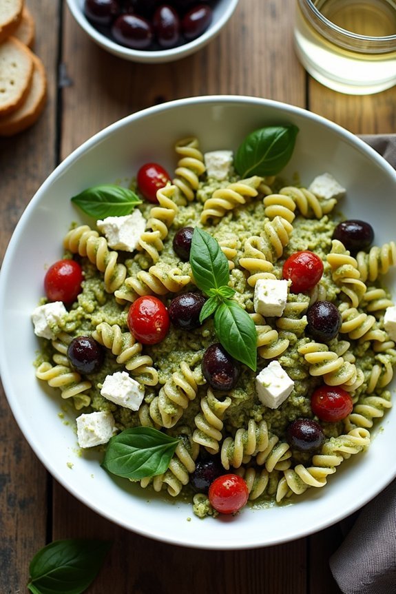mediterranean creamy pesto pasta