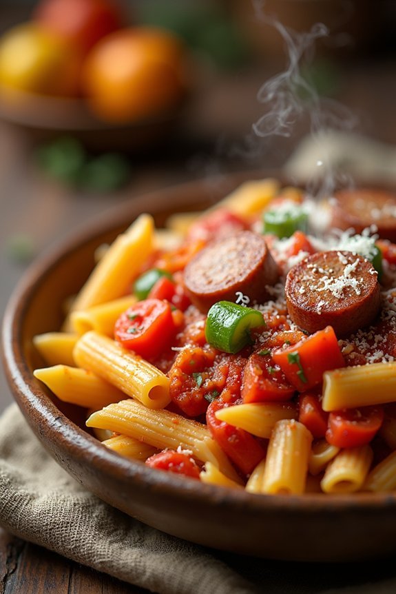 savory sausage and peppers