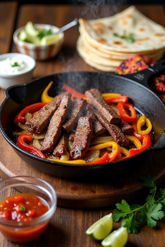 sizzling freeze ahead steak fajitas