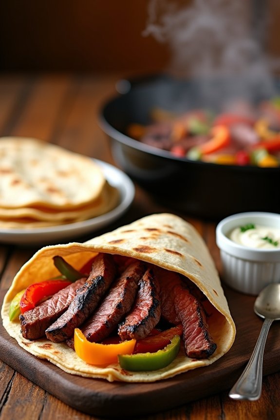 sizzling steak fajitas preparation