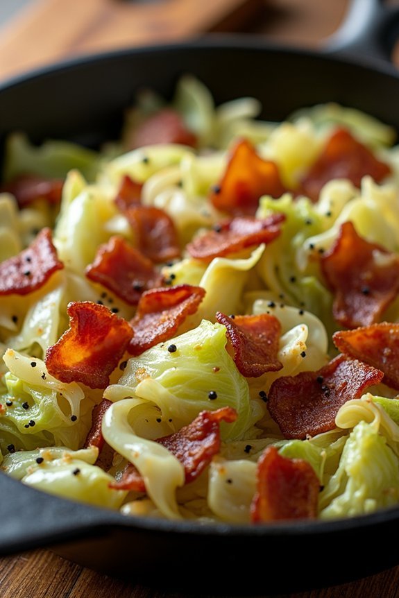 smoky bacon fried cabbage
