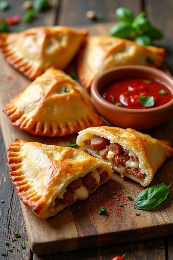 spicy sausage stuffed calzone