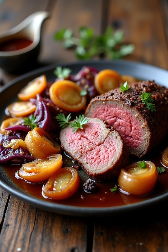 tender marinated beef dish