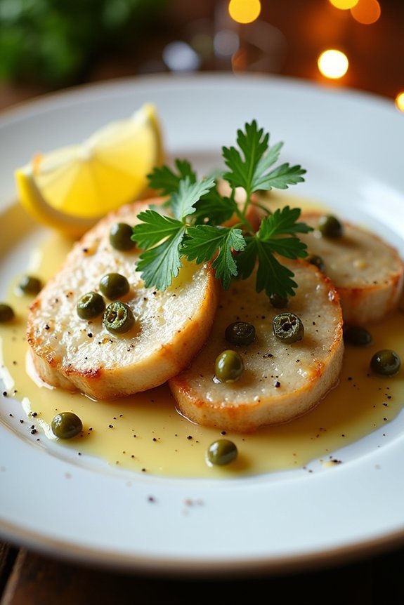 tender veal with buttery sauce