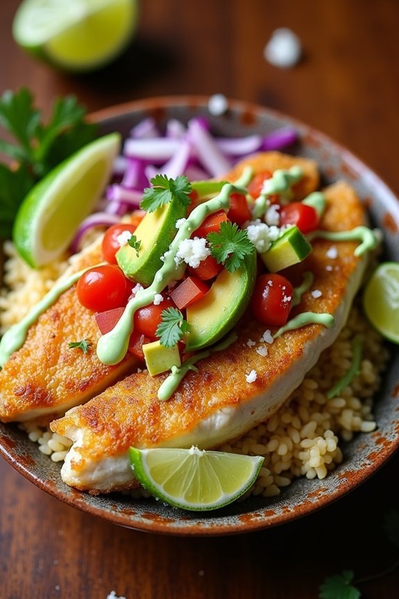 vibrant fish taco bowls
